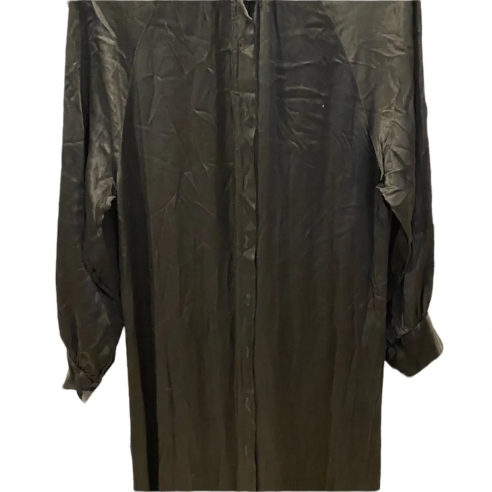 Brand Bazar Black Silk long robe - L - Picture 3 of 10
